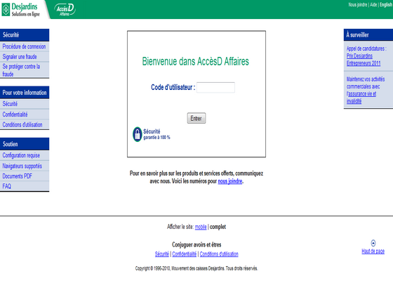 Détails : AccèsD Affaires - Desjardins - Solutions en ligne